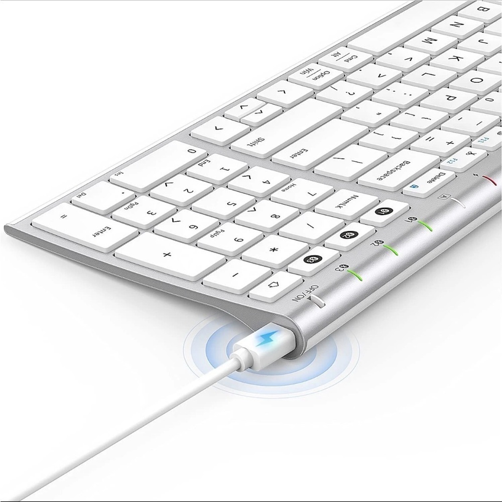 iCleverMulti device IC-GK03 Bluetooth wireless keyboard. White/Silver - Picture 3 of 16